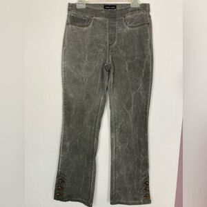 Tribal Gray Wide Leg Jeans Button Detail